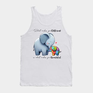 Puzzle Elephant Autism Awareness Gift for Birthday, Mother's Day, Thanksgiving, Christmas Tank Top